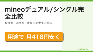 mineoのデュアルタイプとシングルタイプの違い・料金差・選び方・後から変更する方法を実利用者が解説した記事のアイキャッチ